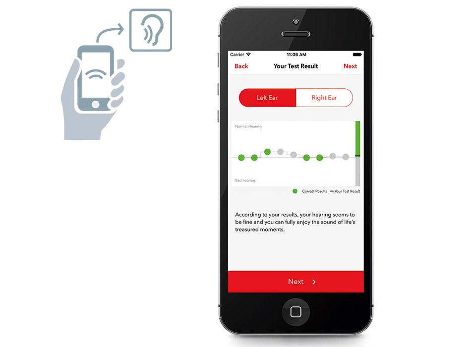 Hearing Test App: Test your hearing Our hearing test app, which has been developed by our audiology experts, allows you to test your hearing quickly and easily.